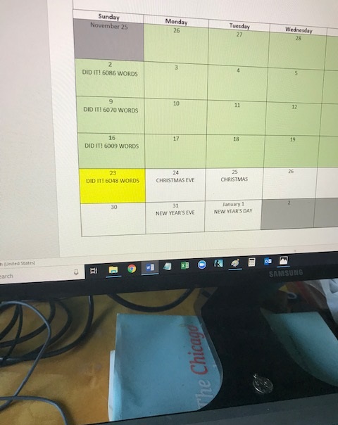 Calendar showing days checked off
